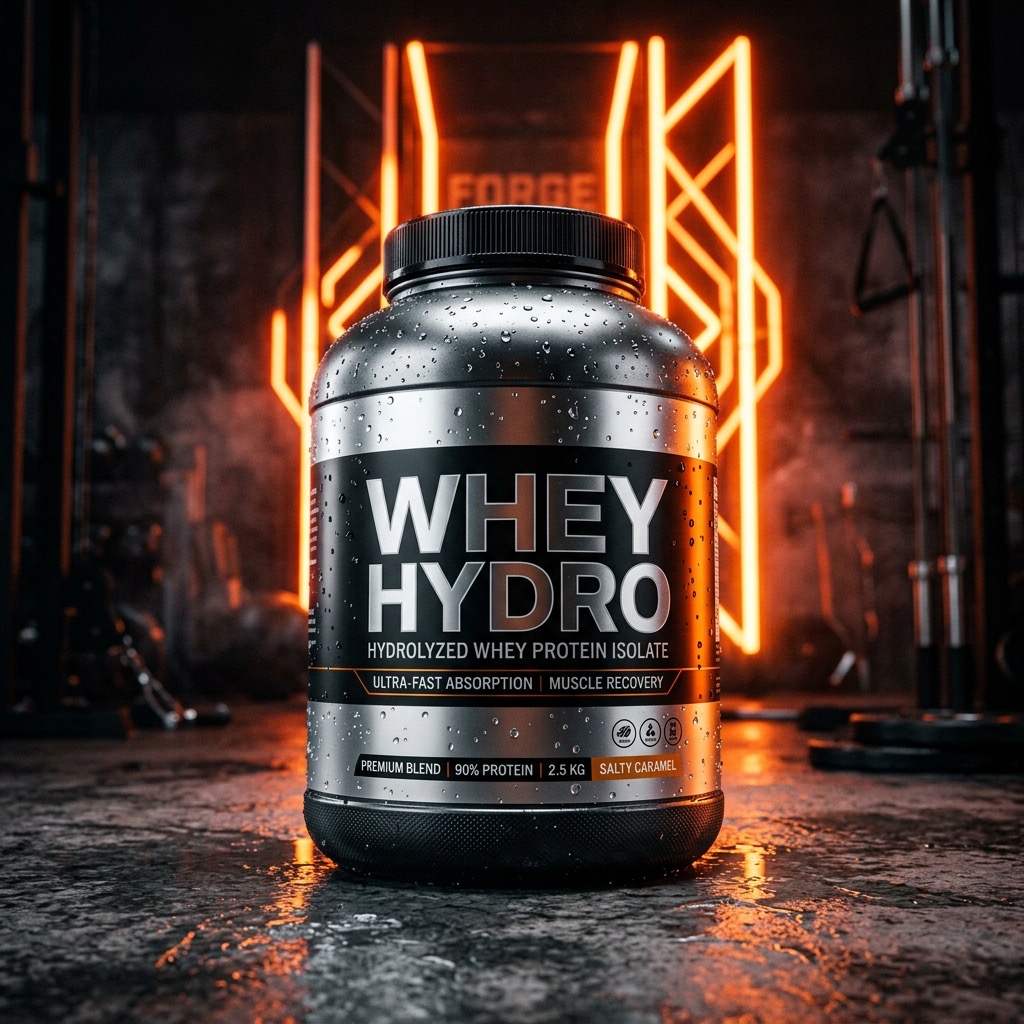 Bouteille luxueuse argentée et noire de Whey Hydrolysée